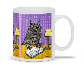 Bouvier Des Flandres Reading Mug - Ceramic Coffee Mug - Teacher Librarian Gifts mugs