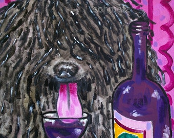 Puli wine dog art print gift of oil painting by Jay Schmetz