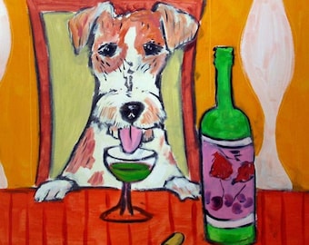 Jack Russell Terrier Absinthe Dog Art coaster tile