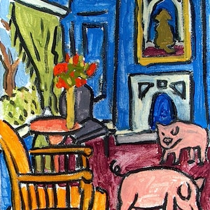 PIG art, grazers, canvas print animal, pig wall decor, housewarming funny, pig painting, pig print, grazers, farm animal wall, wall decor