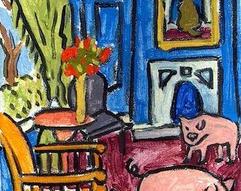 PIG art, grazers, canvas print animal, pig wall decor, housewarming funny, pig painting, pig print, grazers, farm animal wall, wall decor