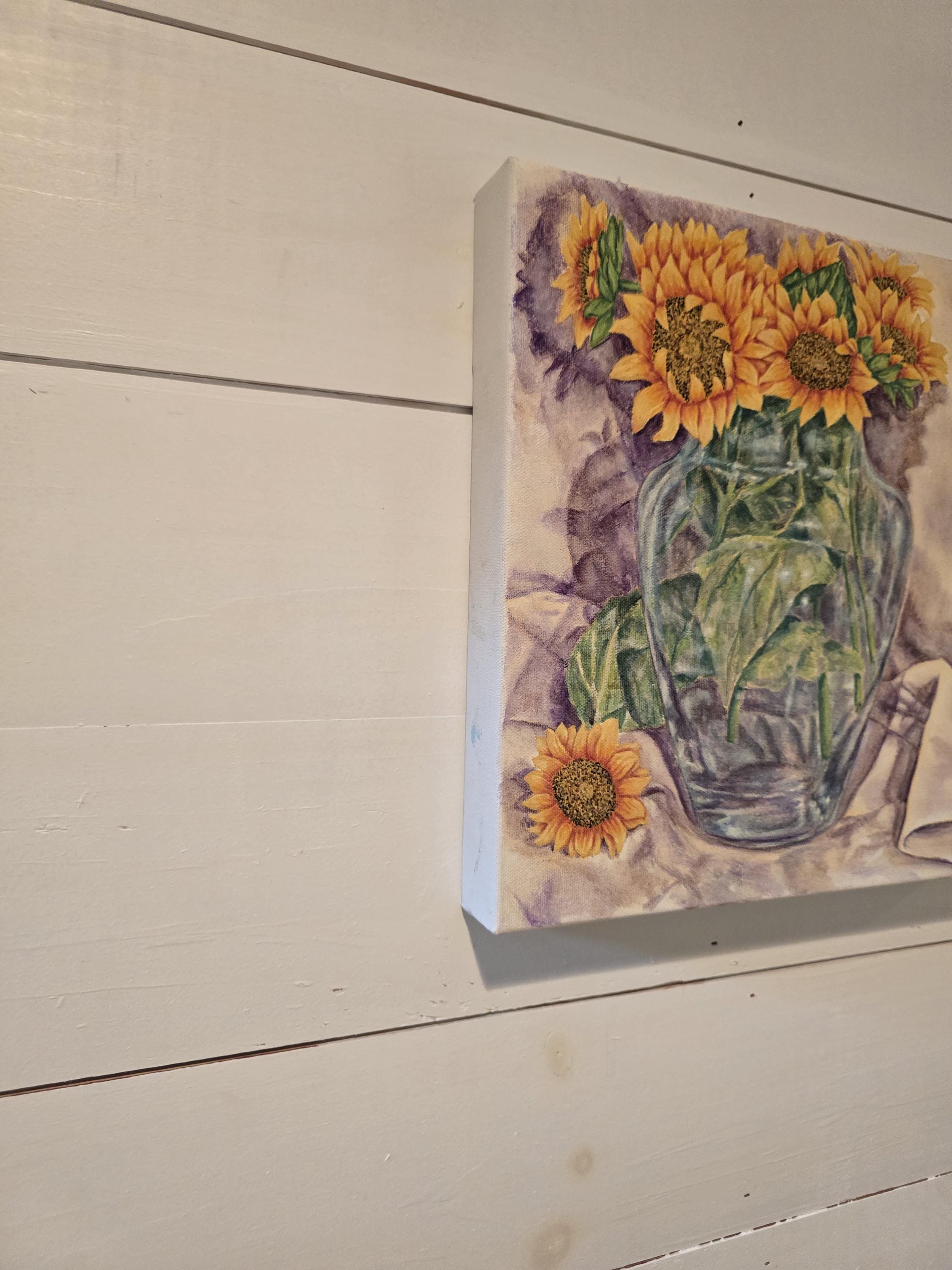 Original Oil Painting of Sunflowers in a Vase - 12x12 Inch With Gallery ...