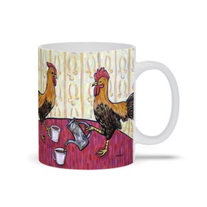 Chicken Mug - Coffee Mug - Farm Animal - Rooster Art Mugs - birthday gift - gift for chicken lover ceramic coffee mug - 11 oz or 15 oz