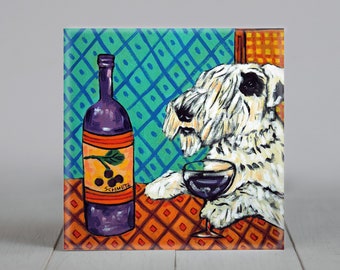 Sealyham Terrier art tile coaster gift wine decor pet lover gifts