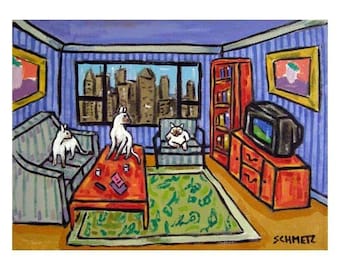 urban siamese cats art canvas print gift modern Giclee- ready to hang by Jay Schmetz