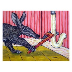 Aardvark plumber animal art print - stretched canvas or paper print - multiple  sizes