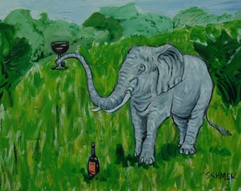 ELEPHANT priat the wine bar art print on matte or glossy finish paper