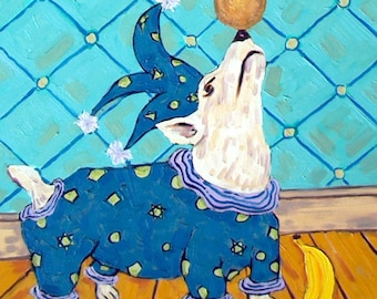 JACK russell terrier jester - dog art - tile coaster - animal lover gift