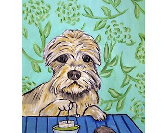 Dandi Dinmonte Steeping Tea Dog Art Print