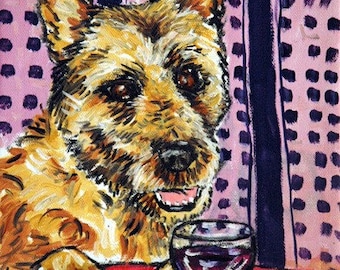 Belgian Shepherd at the Wine Bar Dog Art Print - stretched canvas print - multiple sizes