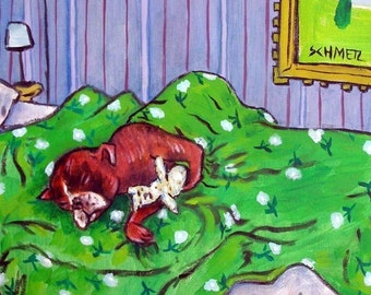 Boxer Sleeping Dog Art coaster tile