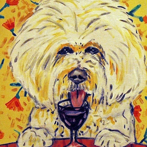 Bichon Frise at the Wine Bar Dog Art Print Gift