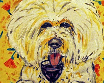 Bichon Frise at the Wine Bar Dog Art Print Gift