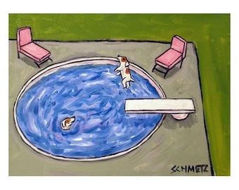 Jack Russell Terrier Pool Party Dog Art Print