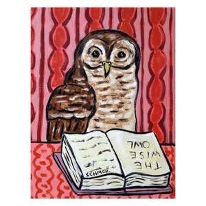 the smart owk 13x19 animal art print -matte or glossy
