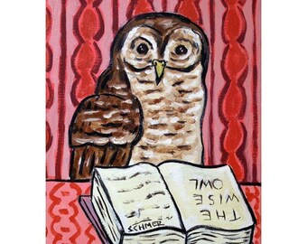 the smart owk 13x19 animal art print -matte or glossy