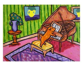 Norfolk Terrier Playing Piano Dog Art Print - matte paper or stretched canvas  - multiple sizes