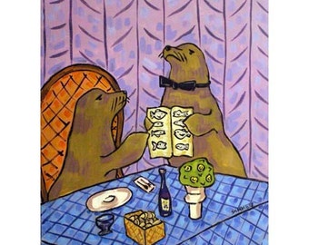 Sea lion Food Critic Animal Art Print