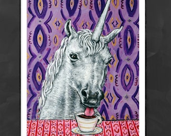 Unicorn coffee canvas or paper print - Canvas is ready to hang by schmetzpetz