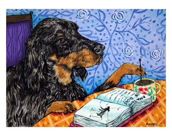 Gordon Setter at the Coffee Shop Dog Art Print