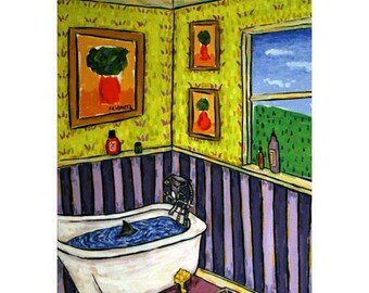 shark art print bathroom decor - streched canvas or paper print - multiple sizesa vailable