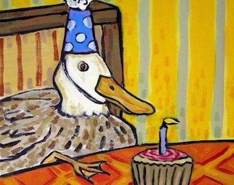 Duck Birthday Animal Art coaster tile gift