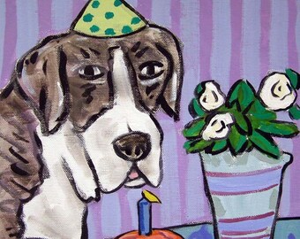 Great Dane Birthday Dog Art coaster tile gift JSCHMETZ modern folk pop