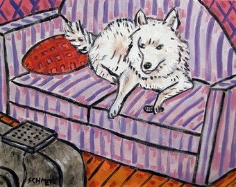 Samoyed art print. dog canvas wall art, animal home decor, fun dog art, dog art print, samoyed print, dog print, animal canvas print