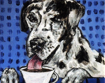 Great dane coaster - coffee decor - animal lov er gift - dog art