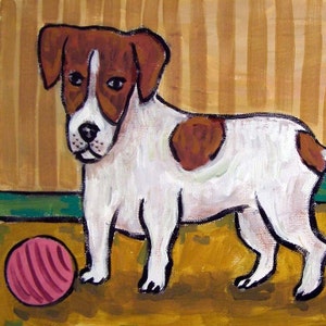 Jack Russell Terrier coaster- cucciolo di cane arte - regalo per gli amanti dei cani - cane con bacll
