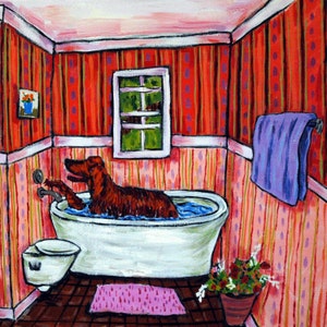 Irish Setter art coaster tile - bathroom art print on tile - irish setter tile - irish setter gifts - irish setter coasters - bathroom tile