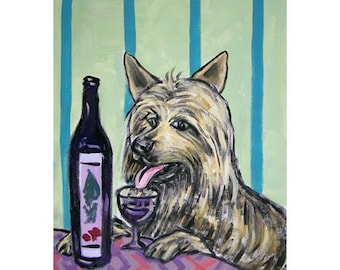 Australian Silky Terrier at the Wine Bar Dog Art Print