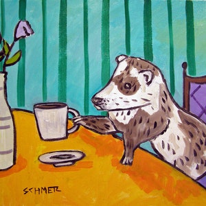 Ferret coffee, ferret art, ferret print, ferret canvas, canvas wall art, wall art ferret, wall coffee art, wall decor, canvas print, animal