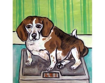 beagle art - Beagle on a Diet Dog Art Print   JSCHMETZ pop art FOLK art MODern - beagle gifts