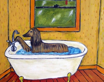 Afghan Hound Taking a Bath Dog Art Tile Coaster - multiple sizes