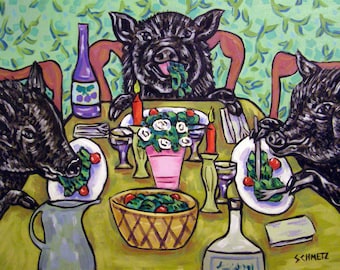 Pigs Eating Art Print