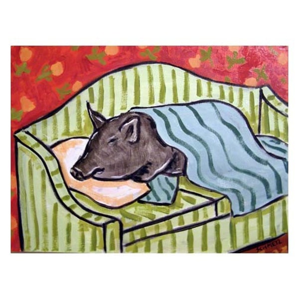 pot belly pig art animal canvas print gift modern Giclee- ready to hang by Jay Schmetz
