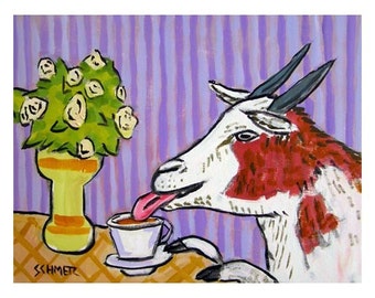 goat art - tile coaster - coffee decor - animal lover gift
