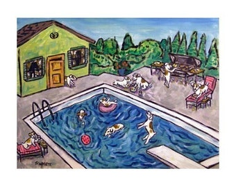 Jack Russell Terrier Pool Party Cook Out  Art Print