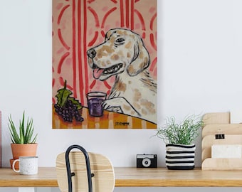 English Setter Drinking Grape Juice Dog Art Print  JSCHMETZ modern FOLK  POP art gift