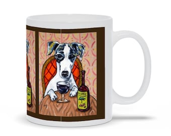 Whippet Dog Wine Ceramic Coffee Mug Mugs - 11 oz or 15 oz