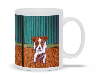 Jack Russell Puppy Dog Art Mug - Coffee Mugs - Terrier Gifts