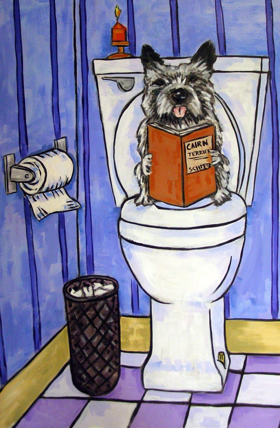 JACK RUSSELL TERRIER bathroom 11x14 art PRINT dog animals impressionism