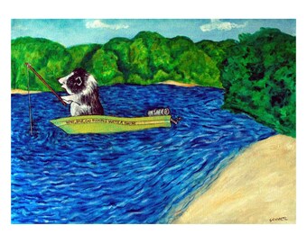 Pot Belly Pig Fishing Animal Art Print