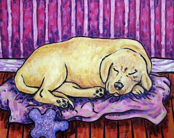 Golden Retriever sleeping dog art coaster artr tile gift - multiple sizesa vaialble