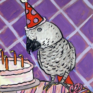 African Grey Parrot, bird art print, canvas wall art, birthday painting , animal decor