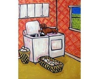 dachshund art - Dachshund , dachshund art, dachshund print, 13x19 print, laundry room , abstract, modern , folk , pop - dachshund gifts