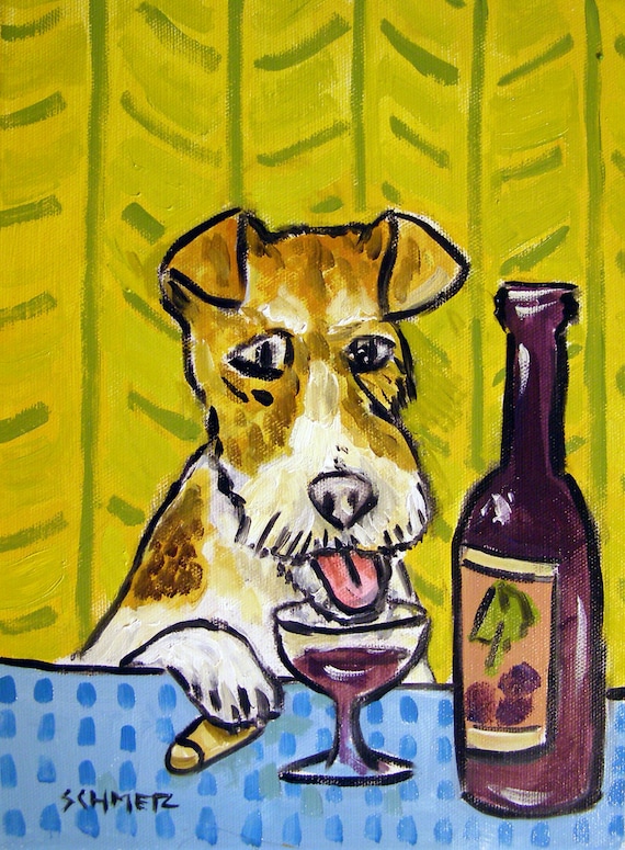 irish terrier 8.5x11 tea time artist prints animals impressionism
