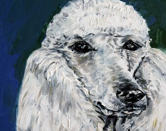 white standard poodle portrait dog art - tile coaster - gift