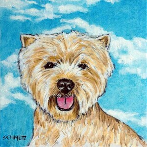 West Highland White Terrier with the Sky Dog art tile coaster